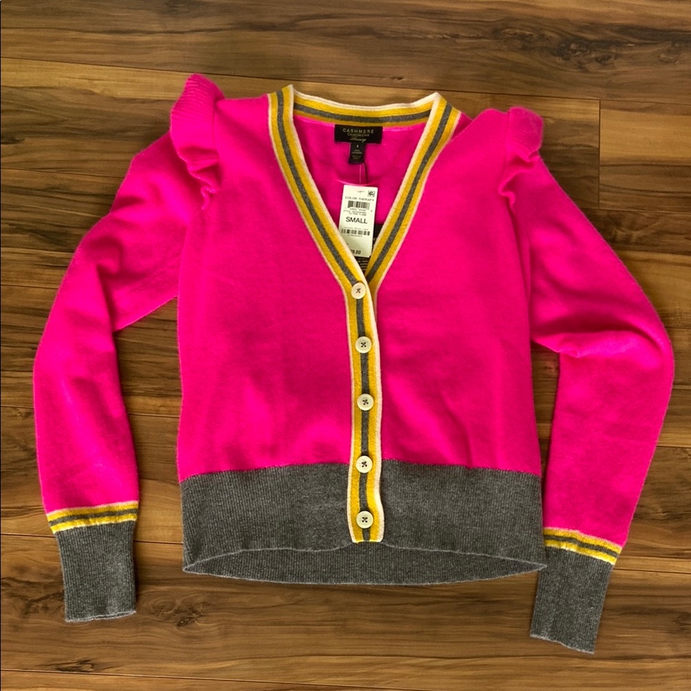 NWT Hot pink cashmere cardigan